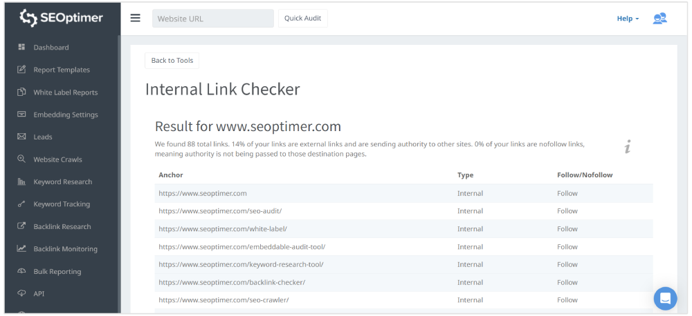 seoptimer interner Link-Checker